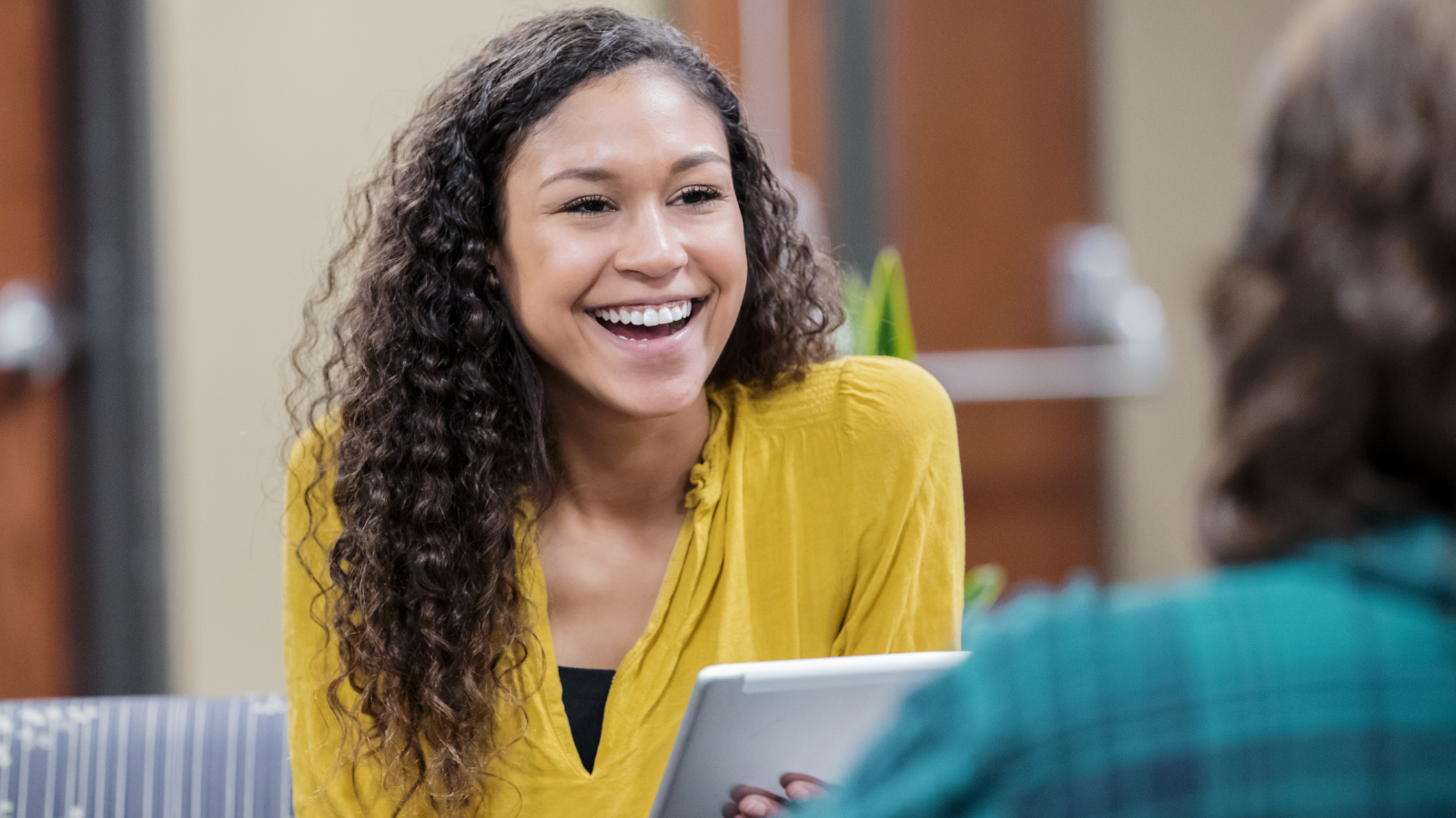 Social worker smiling 