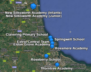 Map of Extol Trust Academies