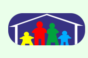Blue logo of Bishop Monkton Primary School, 4 figures 1 yellow, 1 red, 1 green and 1 blue