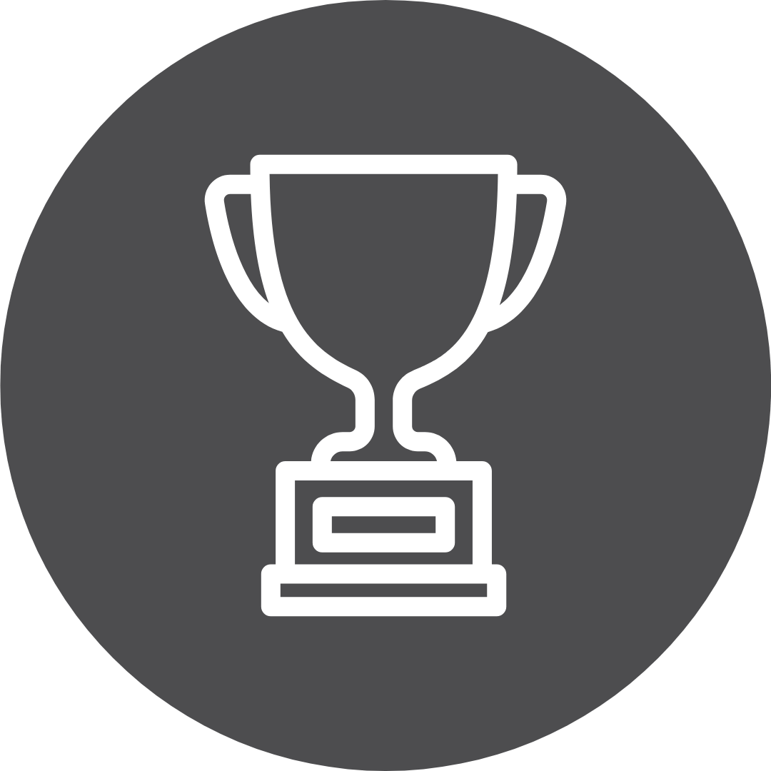 NY Highways (3) Grey circle with white outlined trophy in the middle