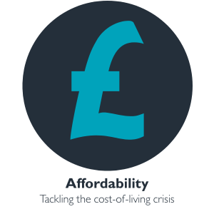 Grey icon with Affordability written